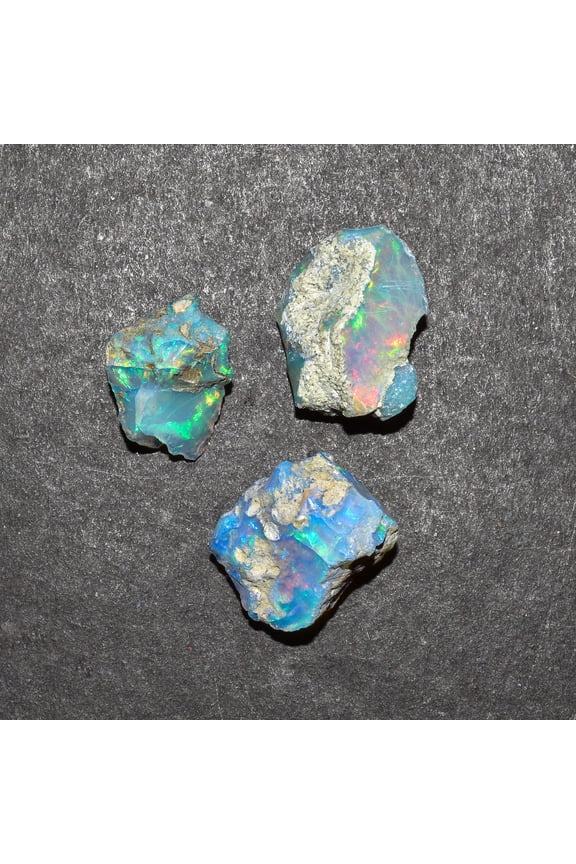 3pcs Genuine Ultra Fire AA+ Natural Raw Ethiopian Fire Opal Gemstone, Chakra Healing Crystal, Rough Crystals and Gemstone, October Birthstone, Jewelry Making, Birthday Gift, DIY Crafts