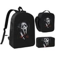 thumbnail image 1 of 3pcs Ghostface Backpack Set With Pen Bag And Lunch Bag Fashion Travel Backpack Laptop Backpack Simple And Large Capacity Backpack 17 Inch, 1 of 8