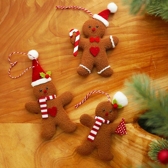 3pcs Gingerbread Man Ornaments for Christmas Tree Assorted Plastic Gingerbread Figurines Ornaments for Christmas Tree Hanging Decorations