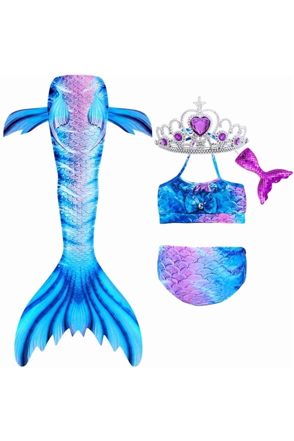 3pcs Girls Swimsuit Mermaid Tail for Swimming Bathing suit Swimwear for girls 3-12 Years