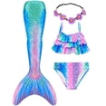 thumbnail image 1 of 3pcs Girls Swimsuit Mermaid Tail for Swimming Bathing suit Swimwear for girls 3-12 Years, 1 of 6