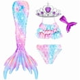 thumbnail image 1 of 3pcs Girls Swimsuit Mermaid Tail for Swimming Bathing suit Swimwear for girls 3-12 Years, 1 of 6