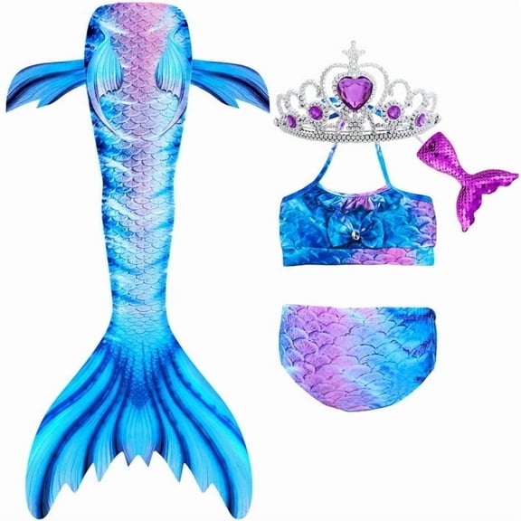 3pcs Girls Swimsuit Mermaid Tail for Swimming Bathing suit Swimwear for girls 3-12 Years