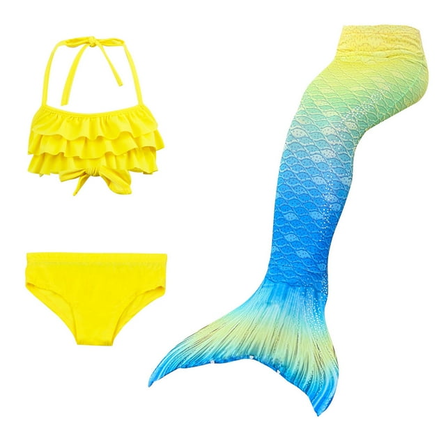 Kids Girls Bathing Suits Kids Tails for Swimming Bikini Kids Tails Summer Beach Swimwear for Teen Girl 6-7 Years