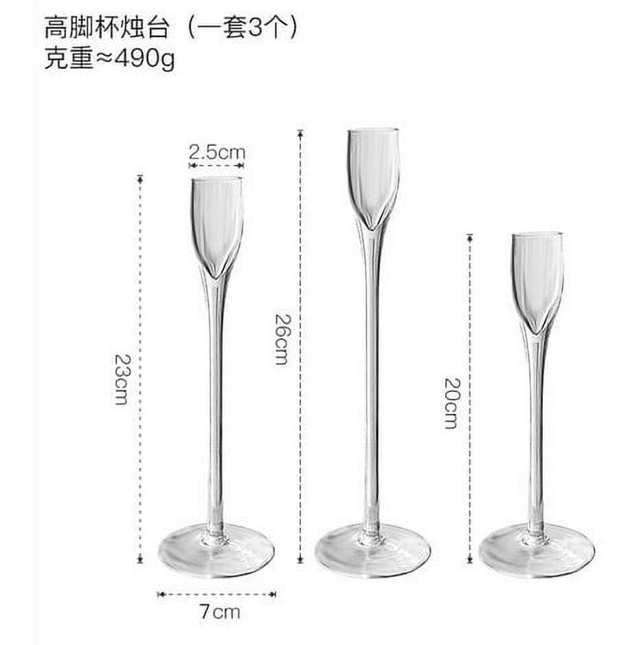 3pcs Glass Candle Holders Clear Long Stem Candle Holders Wedding Table Centerpiece