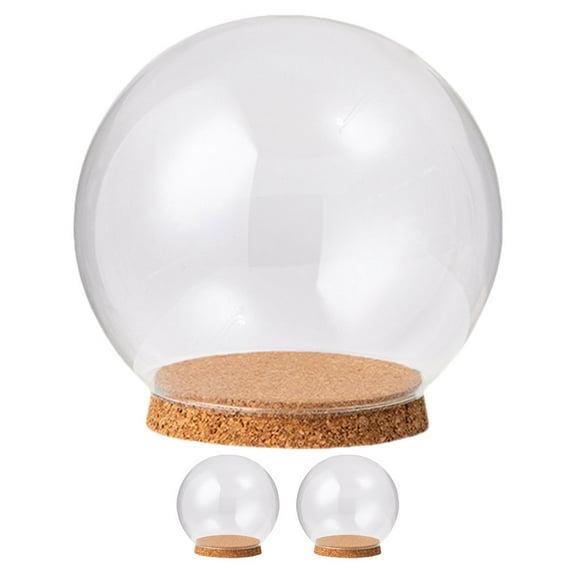 Clear Glass Display Dome with Base for Decoration Transparent Box Case for Crafts 3 Pieces