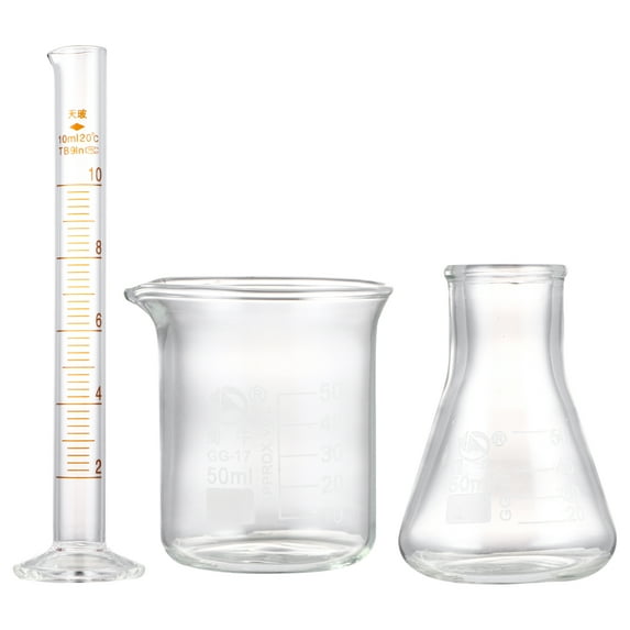 TABLZONE Glass Beakers Set Scientific Beaker Assorted Color 3Pcs