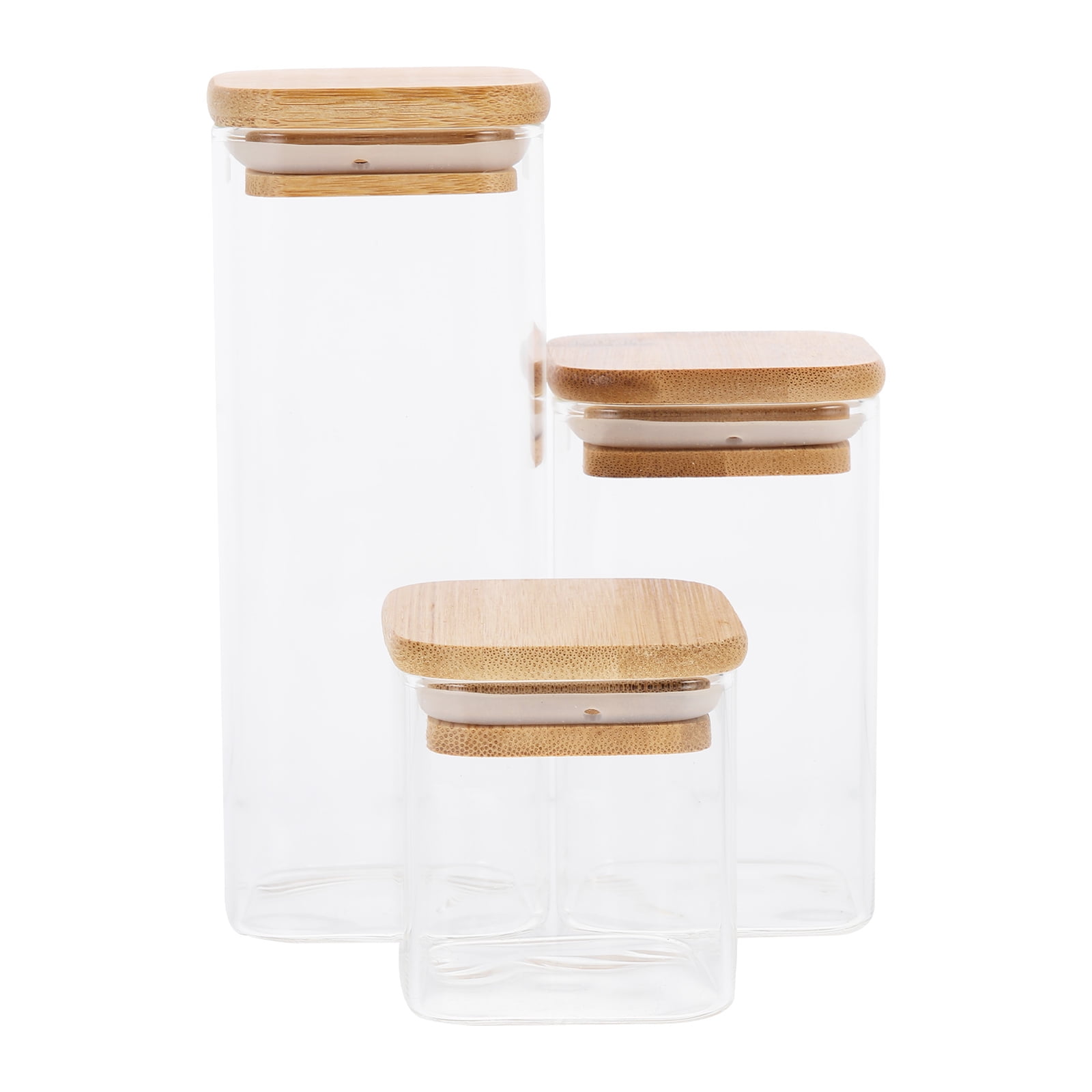 3pcs Glass Kitchen Storage Jar with Lids Kitchen Glass Jars Container