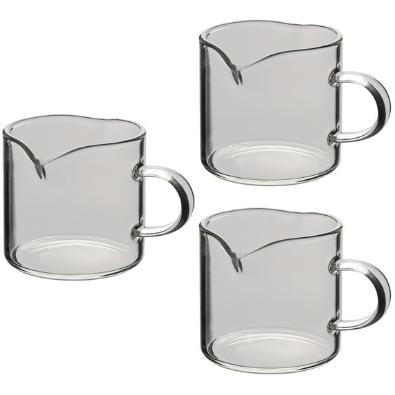 CIMAXIC Glass Frothing Pitcher Double Mouth Design Comfortable Grip 3Pcs