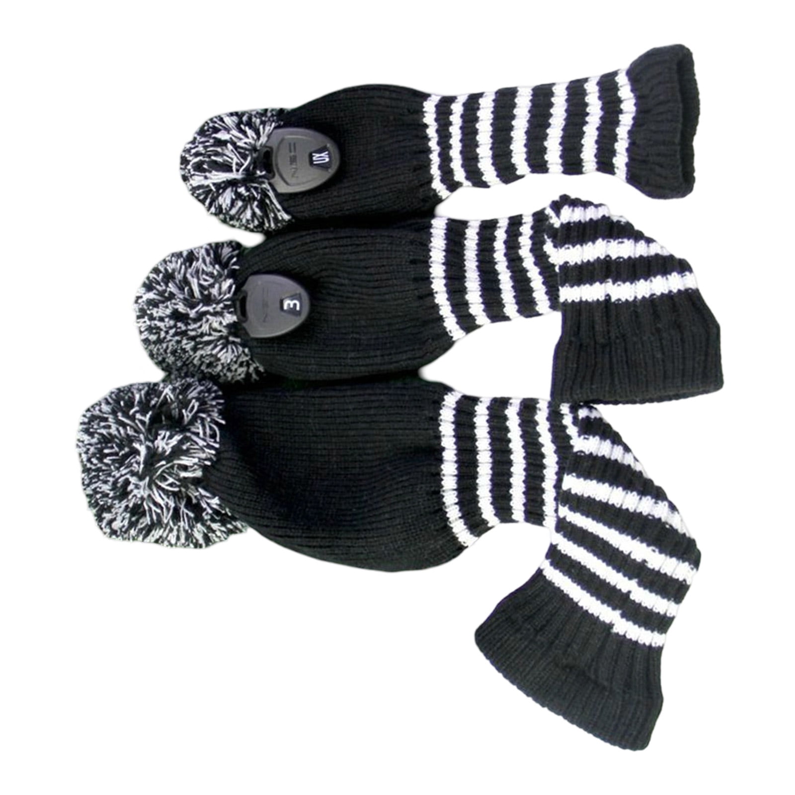 3pcs Golfs Club Head Covers Knitted Styles Headcover Leisure Styles Golfs Covers for Driver Protecting and Longevity