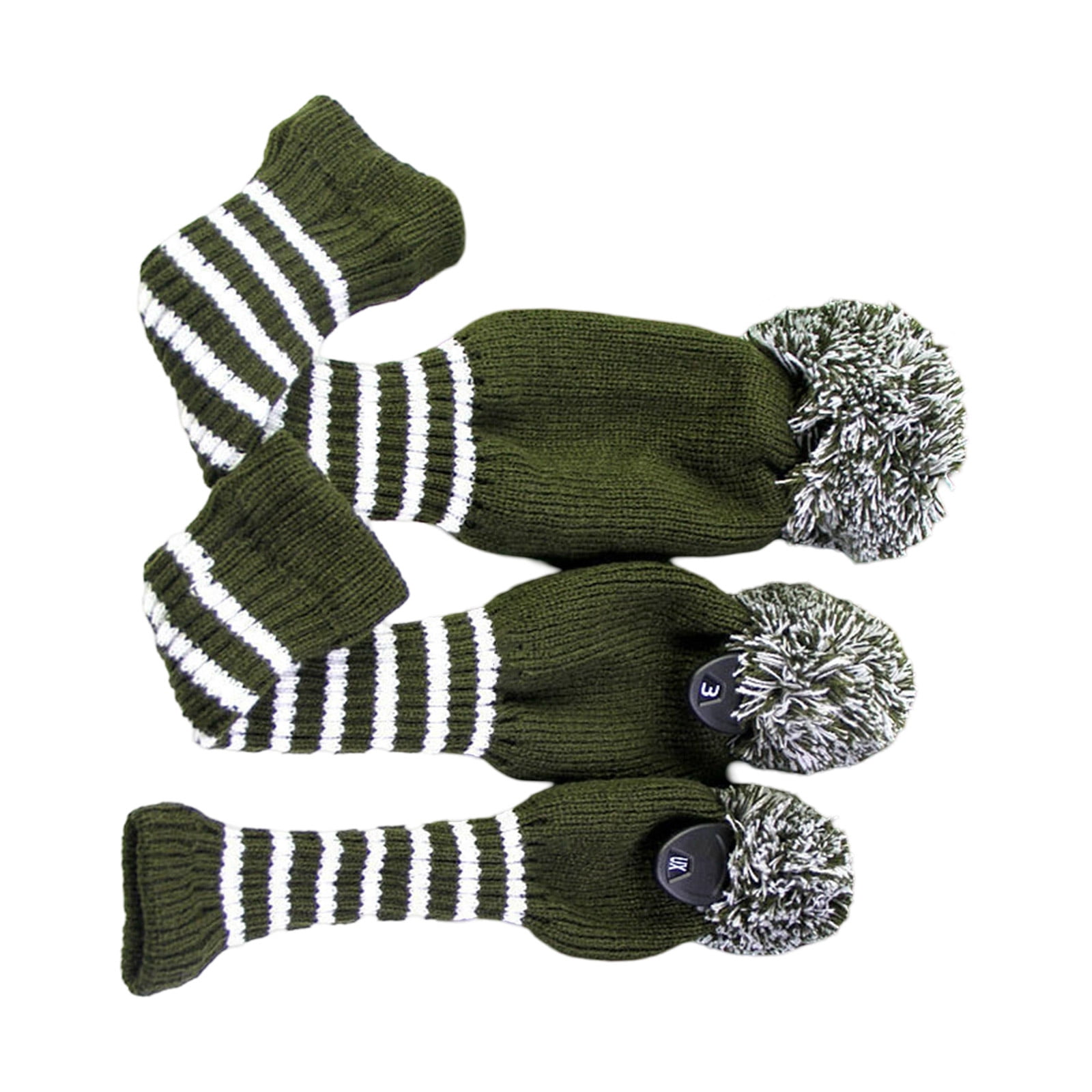 3pcs Golfs Club Head Covers Knitted Styles Headcover Leisure Styles Golfs Covers for Driver Protecting and Longevity