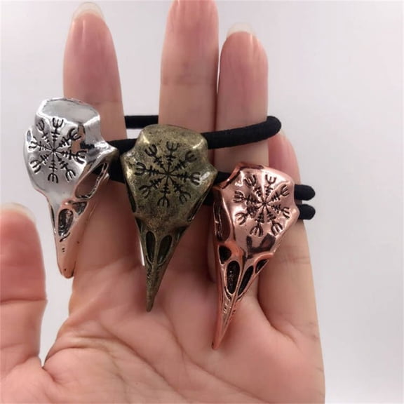 3pcs Gothic Viking Raven Skull Ponytail Holder Hair Rope Women Girls Halloween Hair Accessories