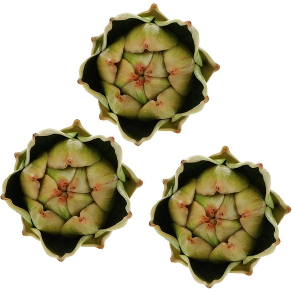 3pcs Green Plastic Faux Artichokes Plant Artificial Vegetables & Fake Flowers Bouquet for Kitchen Party Home DIY Office Party Christmas Decoration