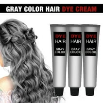 3pcs Grey Silver Hair Color Dye,Natural Plant Hair Dye&Unisex Fashion Dye, Silver Gray Hair Dye Cream for All Hair Types100ml Natural Permanent Hair Dye Cream for Straight, Curl Hair