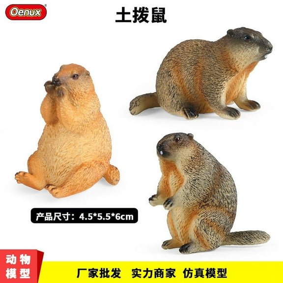 Assorted Color Plastic Groundhog Sculpture for Decor Safe Smooth Surface Educational Toy 3pcs