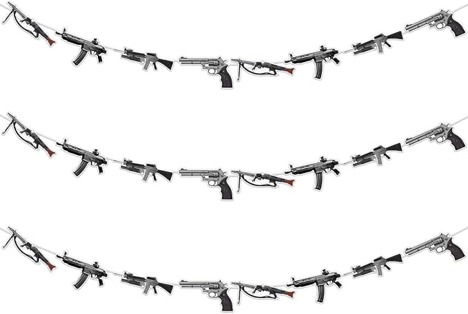 3pcs Gun Theme Garland Banner Gun Pistol Party Decoration Shooting ...
