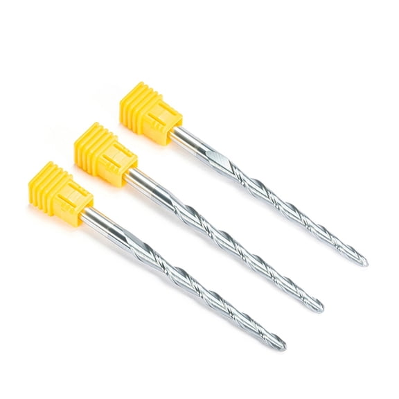 3pcs HRC55 Tapered Ball Nose End Mill Tungsten Solid Carbide Coated Tapered Cone CNC Milling Cutter R2.0xD6x60x100L Engraving Bit