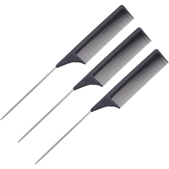 3pcs Hair Combs Metal Sharp Tail Long Handle Hair Comb Hairdressing Tool for Men Women
