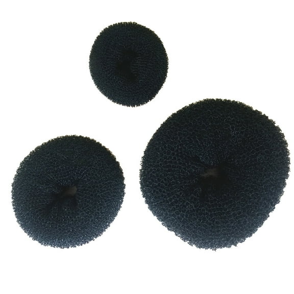 3pcs Hair Donut Bun Maker Sponge Hair Styling Tools Hairdressing Accessories (Black)