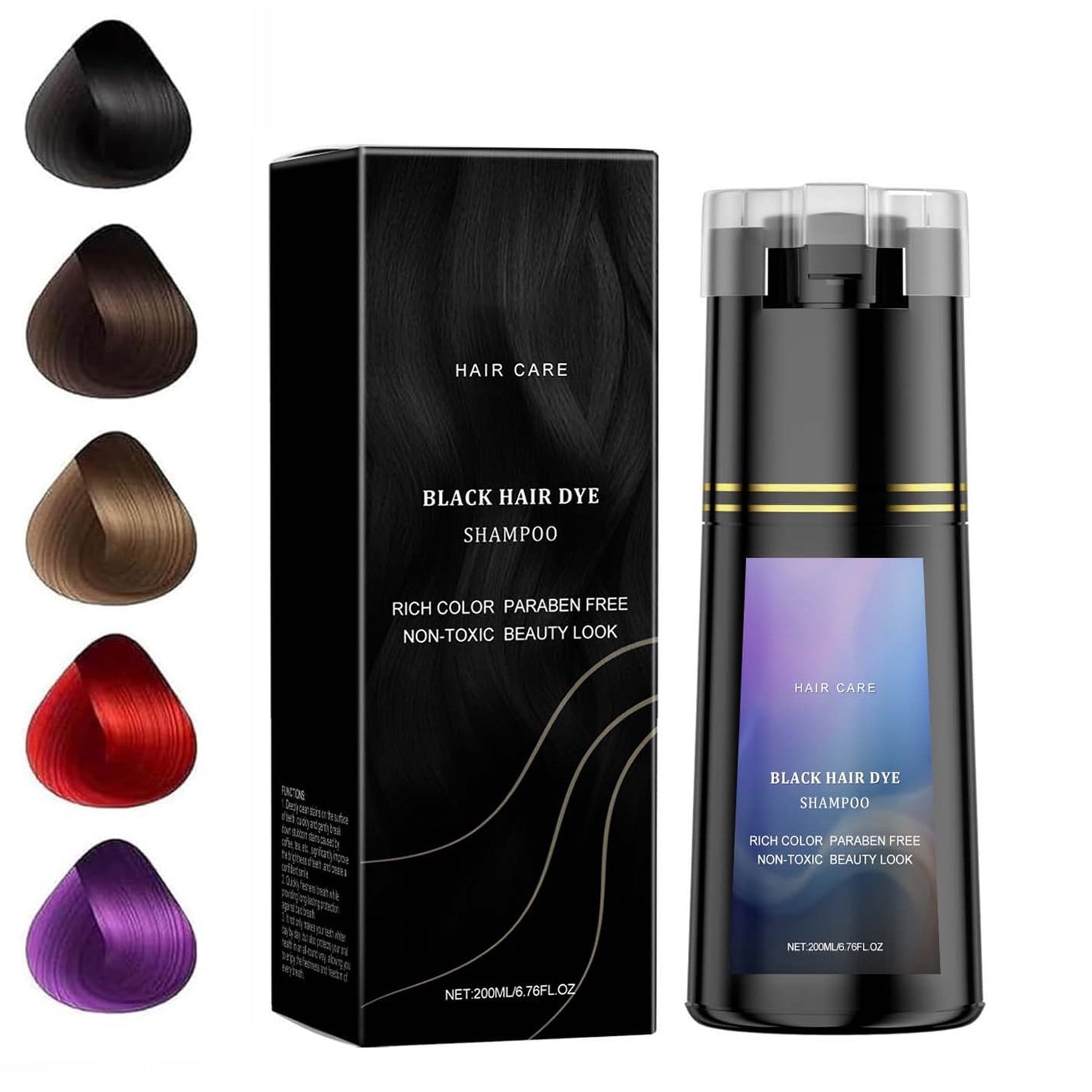 3pcs Hair Dye Shampoo, Hair Care, Hair Care Shampoo,3 In 1 Haircare Instant Dye Shampoo, Natural Hair Color Shampoo For Gray Hair Coverage, Suitable For Women & Men,Black
