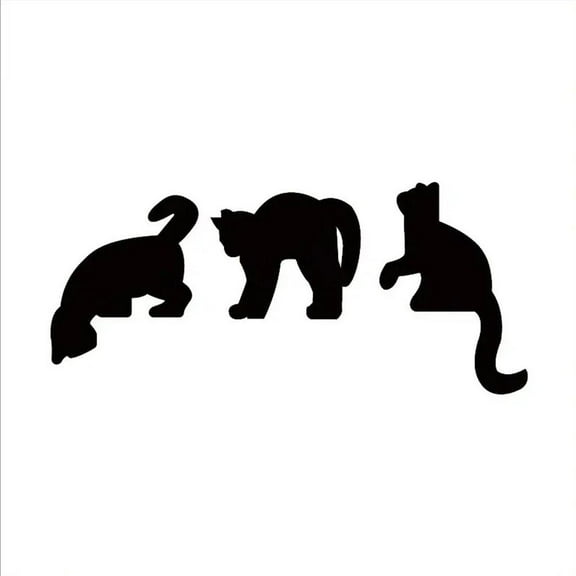 3pcs Halloween Black Cat Decor Wooden Cat Silhouette Halloween Cat Hanging