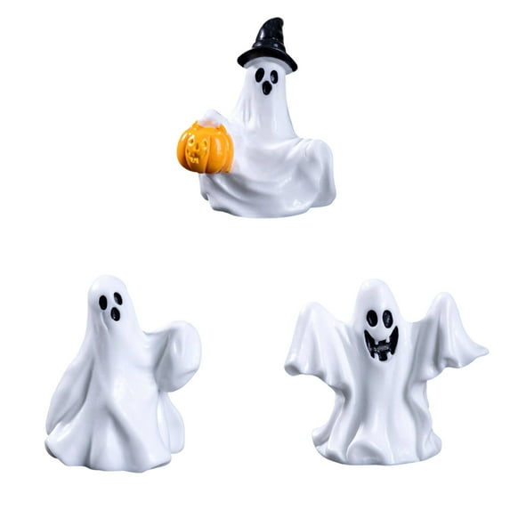 3pcs Halloween Mini Resin Ghost Figures Decor Tiny Resin Figurines Little Small Figures to Hide Ghost Miniatures for Halloween Party Favors Bag Fillers Garden Dollhouse Decor Halloween Decorations