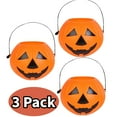 thumbnail image 1 of 3pcs Halloween Pumpkin Buckets, 6.7 Inch Portable Plastic Pumpkin Candy Pail Holder, Candy Buckets for Kids Trick or Treat, 1 of 5