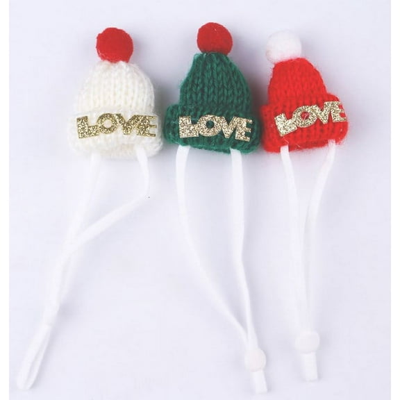 3pcs Hand-Knitted Animal Hat Christmas Hat with Adjustable Strap for Hamster