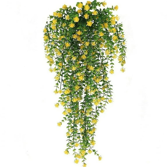 3pcs Hanging Plant Decoration Wall Flower Decor Artificial Eucalyptus Realistic Home Wedding Garden Indoor Outdoor Yellow