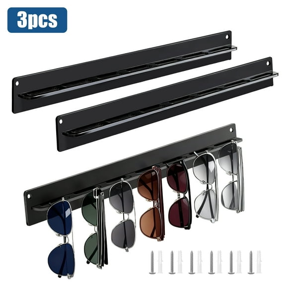 3pcs Hanging Sunglasses Organizer, EEEKit Wall-Mounted Eyeglasses Holder, Acrylic Display Rack for Multiple Glasses for Office & Home Decor