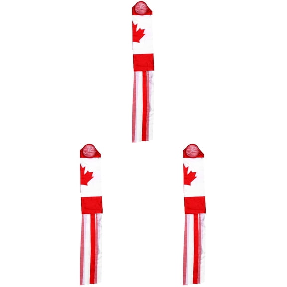 3-Pack Outdoor Hanging Windsock Flags with Canadian Maple Leaf, 140cm Garden & Backyard Decoration, Weather-Resistant