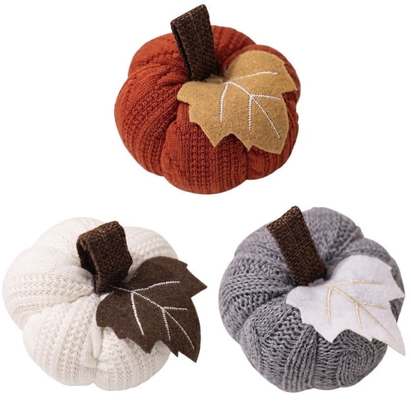 3 Pcs Knitted Mini Pumpkin Pendant Ornaments, Small Knit Pumpkin Table Decor For Harvest Festival Layout