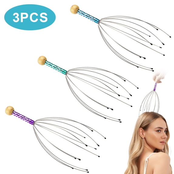 3pcs Head Scratchers, Scalp Massager, Handheld Head Massage Tingler, Stress Reliever Tool Set for Hair Stimulation and Relaxation