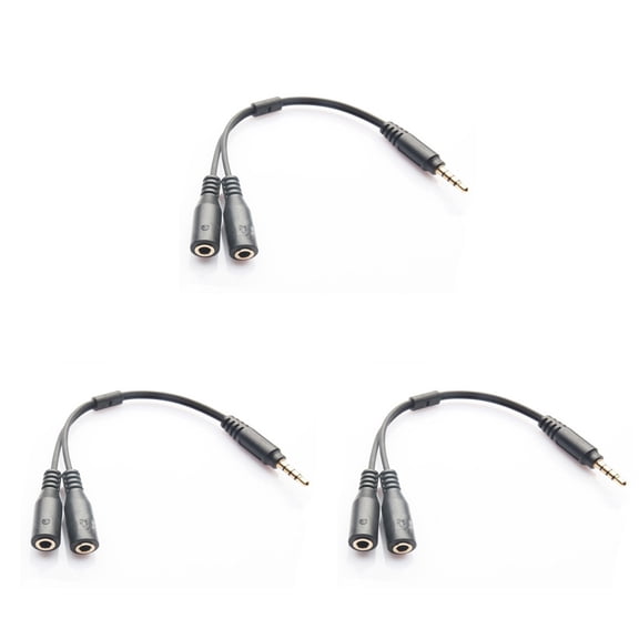 3pcs Headset Adapter for Headsets with Separate Headphone / Microphone Plugs - 3.5mm 4 Position to 2x 3 Position 3.5mm /F
