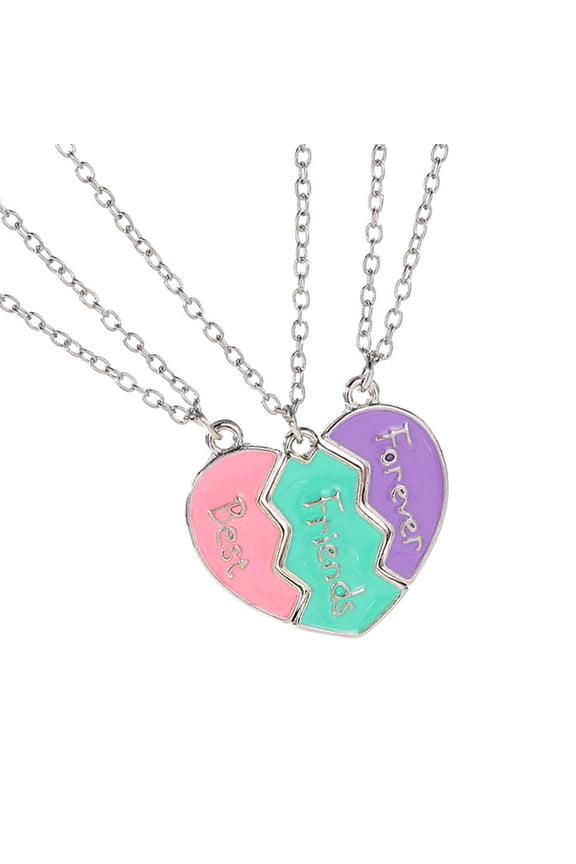 3pcs Heart Puzzle Friendship Necklace Set Symbolizing Portable Bonding for Trendy Women and Fashion Enthusiasts