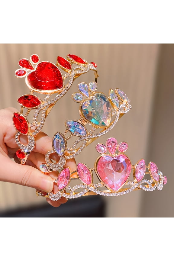 3pcs Heart-Shaped Crown Headbands Suitable for Party, Wedding, Prom, Photo Shoot - Elegant Crown for &, Multi-Color Options, Perfect Gift for, Performance, Daily Wear (Comfortable Crowned Headpiece)