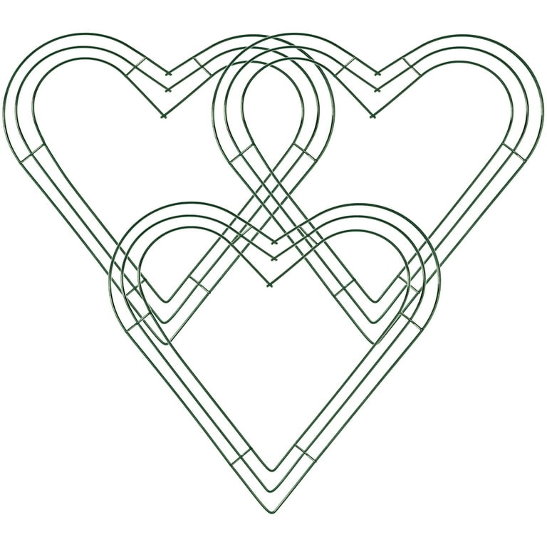 3pcs Heart Wreath Iron Rings Heart-shaped Wire Wreath Frame Green Metal  Wreath Rings
