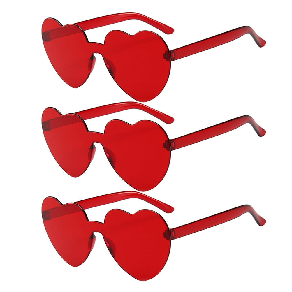 3pcs Heartshaped Sunglasses Love Heart Sunglasses Clear Jelly Color