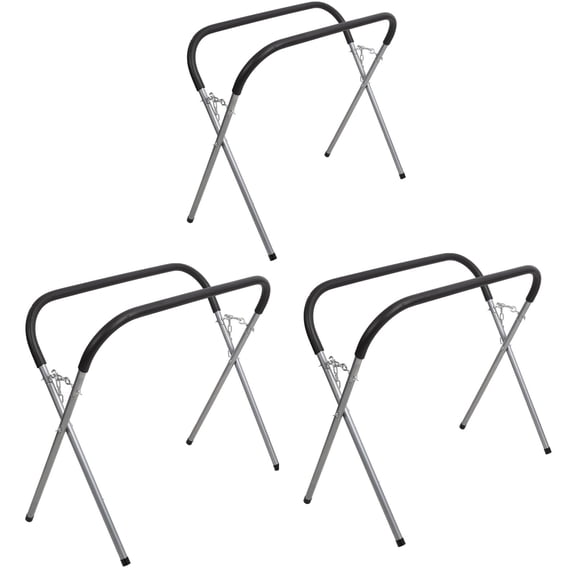 3pcs Heavy Duty Folding Work Stand - 750 lbs Capacity, Adjustable & Padded - Portable Metal Shelf for Garages, Repair Shops, DIY - For Bumpers, Fenders, Doors, Hoods