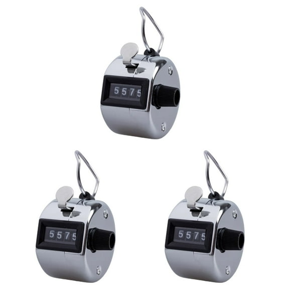 3pcs Heavy Duty Metallic 4- Number Clicker Hand Held Tally Counter Counting Recorder