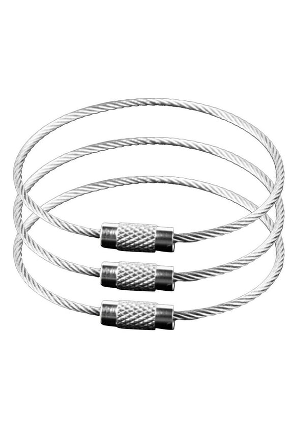 FUEENIRVA heavy duty wire keychains Key Chain Rings Silver Daily Use 3pcs