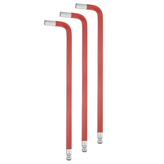 3pcs Hex Key Wrench 1/4" S2 Steel L-Shape Hexagon SAE Wrenches Repairing Tool for Home DIY Bike Motorcycle Repair, Red Silver