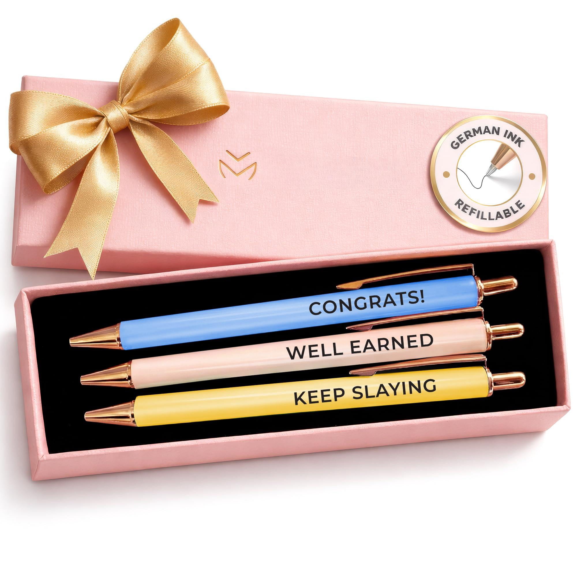 3pcs High End Luxury Congratulations Gifts For Women  Job Thank You Gift Teacher Employees Coworkers Mentors & Managers German-ink 1mm Swiss-tip Pen.