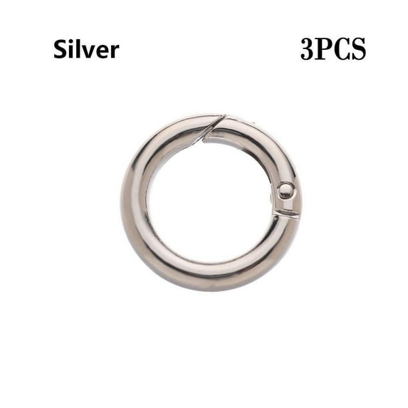 3pcs High quality Round Push Trigger Plated Gate Carabiner Purses Handbags Spring O-Ring Buckles Snap Clasp Clip Bag Belt Buckle SILVER O-RING