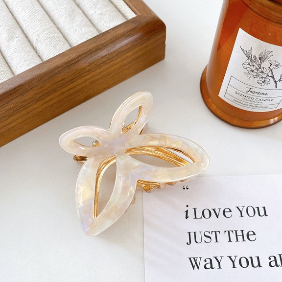 3pcs Hollow Butterfly Shape Cellulose Acetate(Resin) Claw Hair Clips for Women Bisque 46x66x49mm