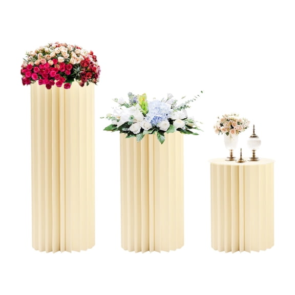 3pcs Honeycomb Paper Column Stands, Foldable Freestanding Display Pedestals, 110.23LBS Load for Wedding Dessert Table Party Decor
