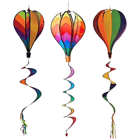 3pcs Hot Air Balloon Wind Spinners Hot Air Balloon Windmill Pendent Yard Decorations