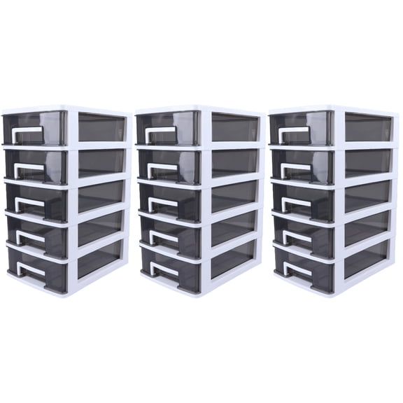 ETEREAUTY 3Pcs Portable Multi-Deck Storage Cabinet - Half Transparent Black for Easy Recognition