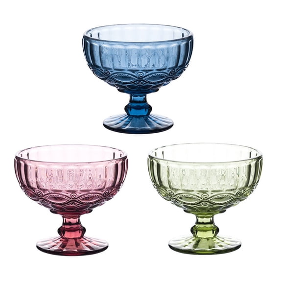 ORDDIART Lead Free Glass Bowls Purple For Kitchenware 3Pcs
