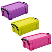 Set of 3 Plastic Storage Boxes with Lids, Mini Organizer Containers for Clothes, Desk, Home, Office, and General Use Storage